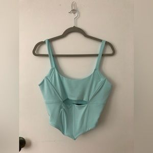 SOLD Sz L, boned cut out cropped corset tank top